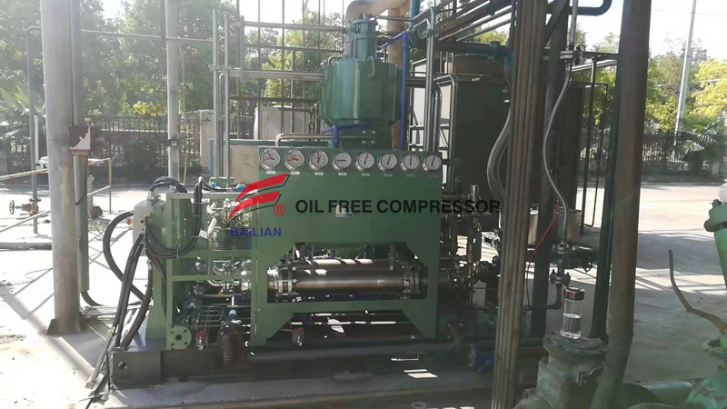 compresor de hidrógeno de membrana libre de aceite de alta presión en refinería